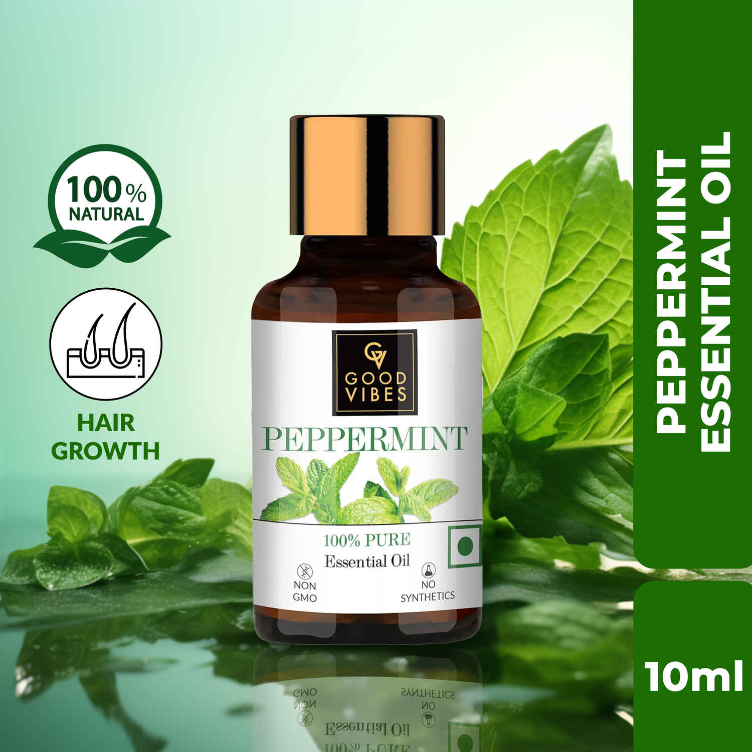 Buy Good Vibes Peppermint 100% Pure Essential Oil | Anti-Fungal, Hair Growth, Cures Skin | 100% Vegetarian, No Synthetics, No Animal Testing (10 ml) - Purplle