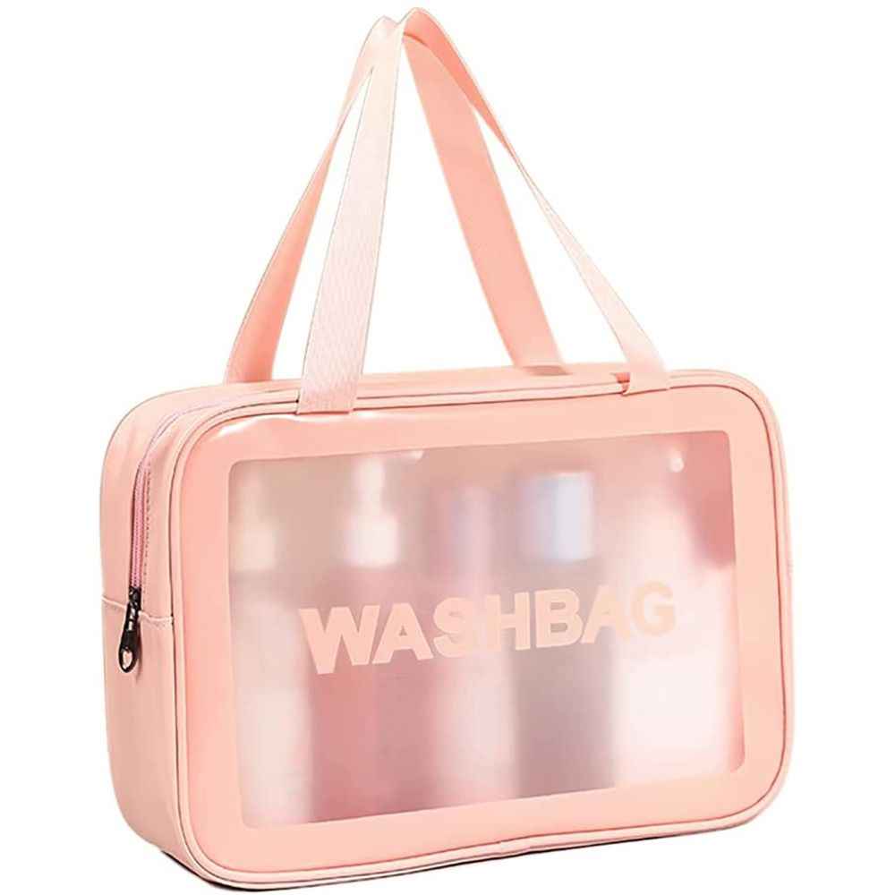 Buy House of Quirk Clear Toiletry Bag, Wash Make Up Bag PVC Waterproof Zippered Cosmetic Bag, Portable Carry Pouch for Women Men (Pink Large)_(WASHBAG_L_PIN) - Purplle
