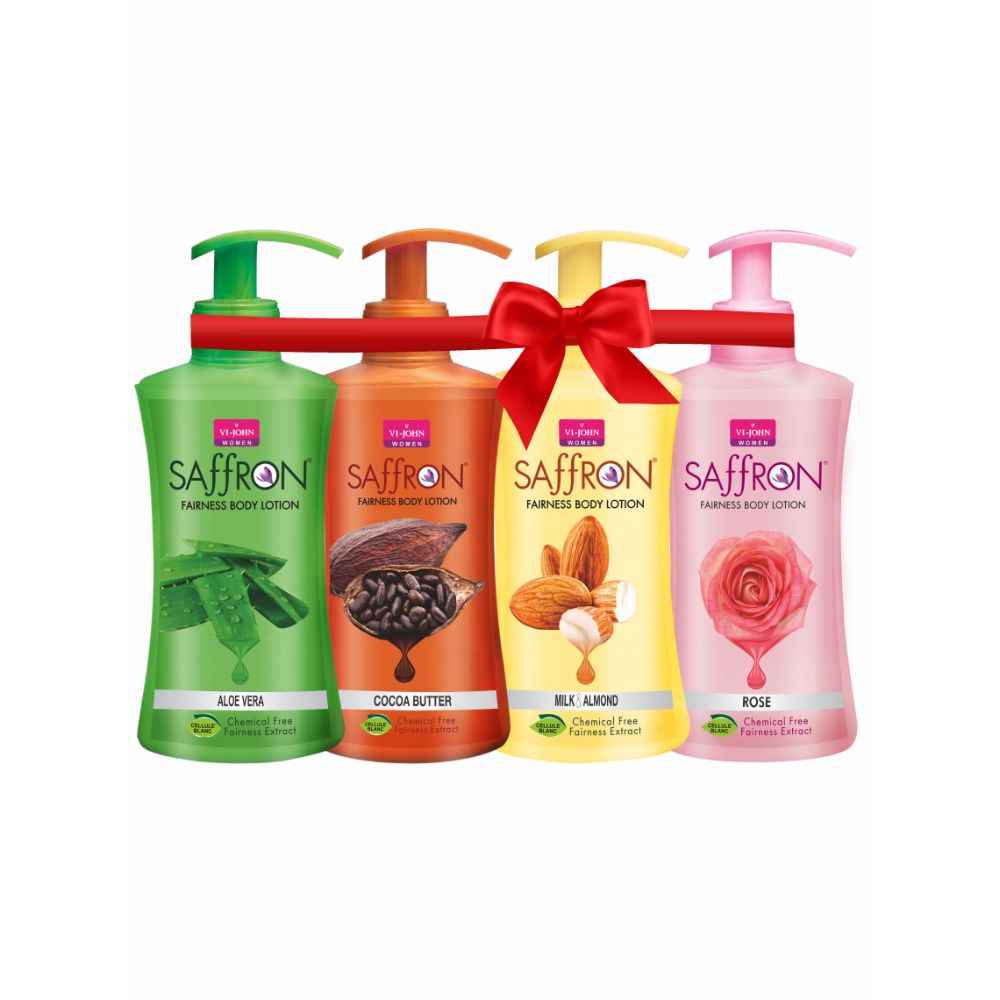 Buy VI-JOHN Women All Skin Types Rose ,Aloevera ,Milk Almond & Cocoa Butter Fairness Body Lotion 250ml Each For Women (Pack of 4) - Purplle