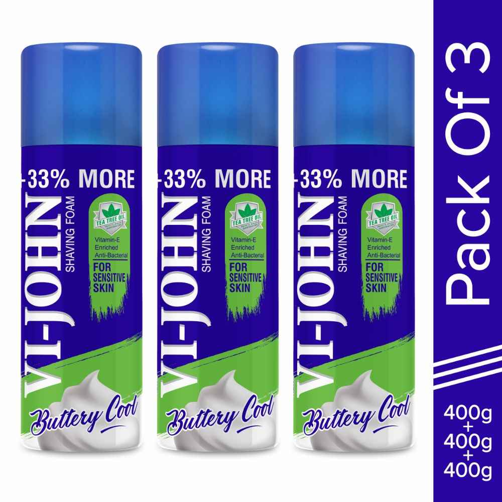 Buy VI-JOHN Shaving Foam For Sensitive Skin (400 Gm Each, (Pack of 3)) (1200 G) - Purplle