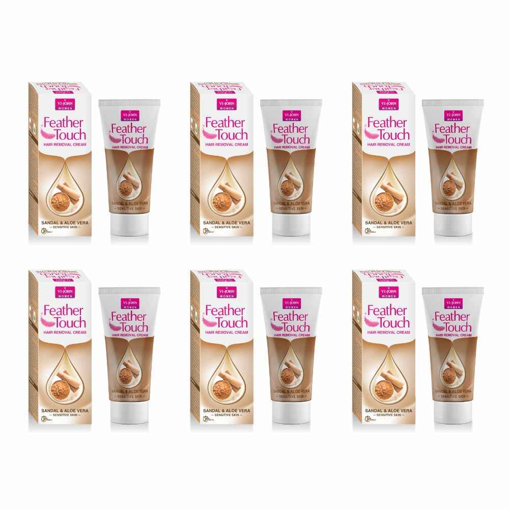 Buy VI-JOHN Women Feather Touch Sandal & Aloevera Hair Removal Cream 40g Each -(Pack of 6) - Purplle