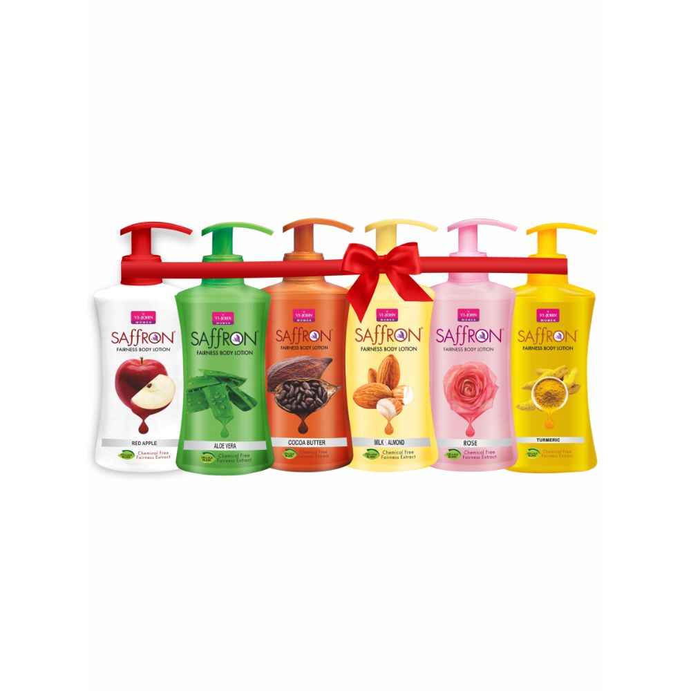 Buy VI-JOHN Women All Skin Types Red Apple,Aloevera,Cocoa Butter,Milk Almond,Rose & Turmeric Fairness Body Lotion 250ml Each For Women ((Pack of 6)) - Purplle