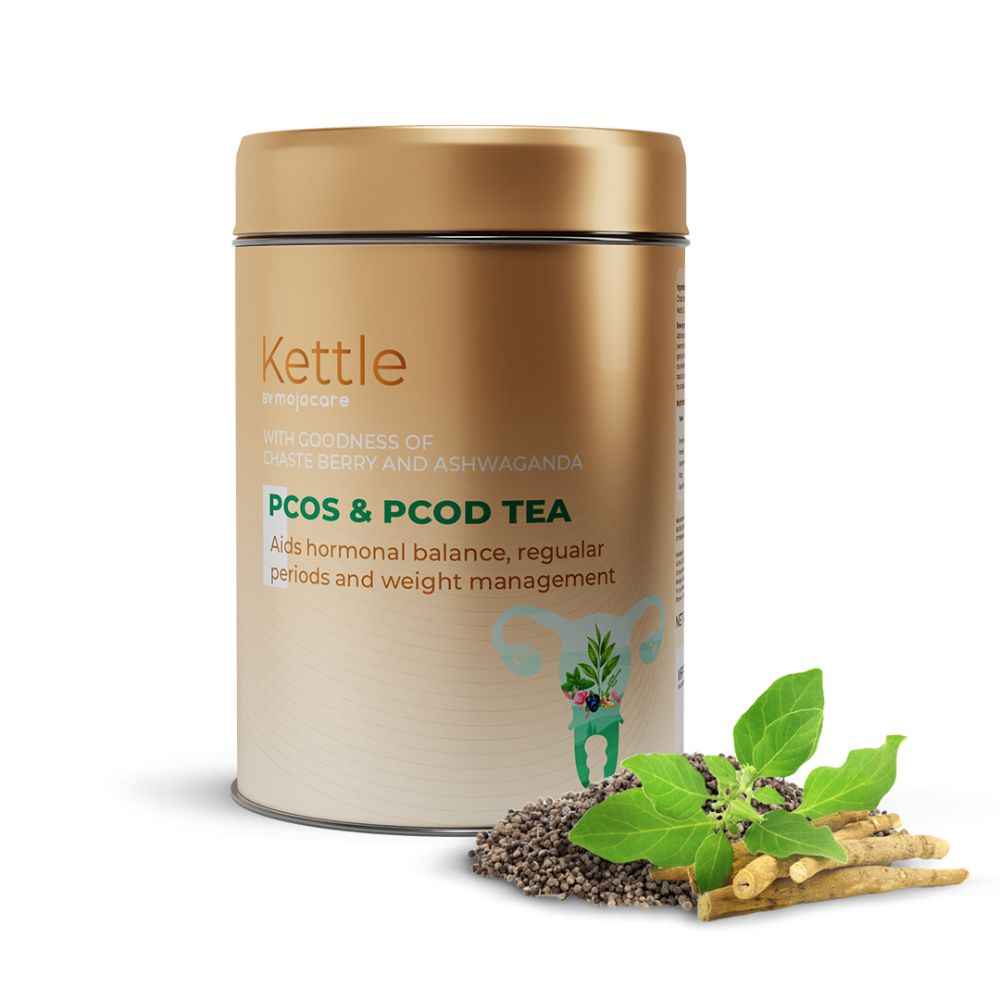 Buy Mojocare Kettle PCOS & PCOD Tea - 100g | With Ashwagandha and Chaste Berry | Aids Hormonal Imbalance, Regular Periods & Better Weight Management in Women - Purplle