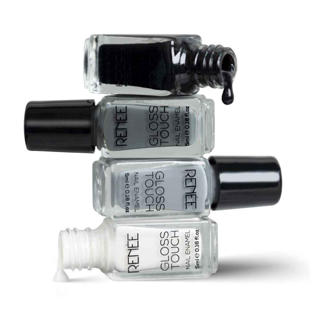 Buy RENEE Gloss Touch N01 Classic Monochrome Set of 4 Nail Enamels , Quick Drying, Glossy Finish, Long Lasting, Chip resisting Formula with High Shine Polish, Acetone & Paraben Free, 5 ml Each - Purplle