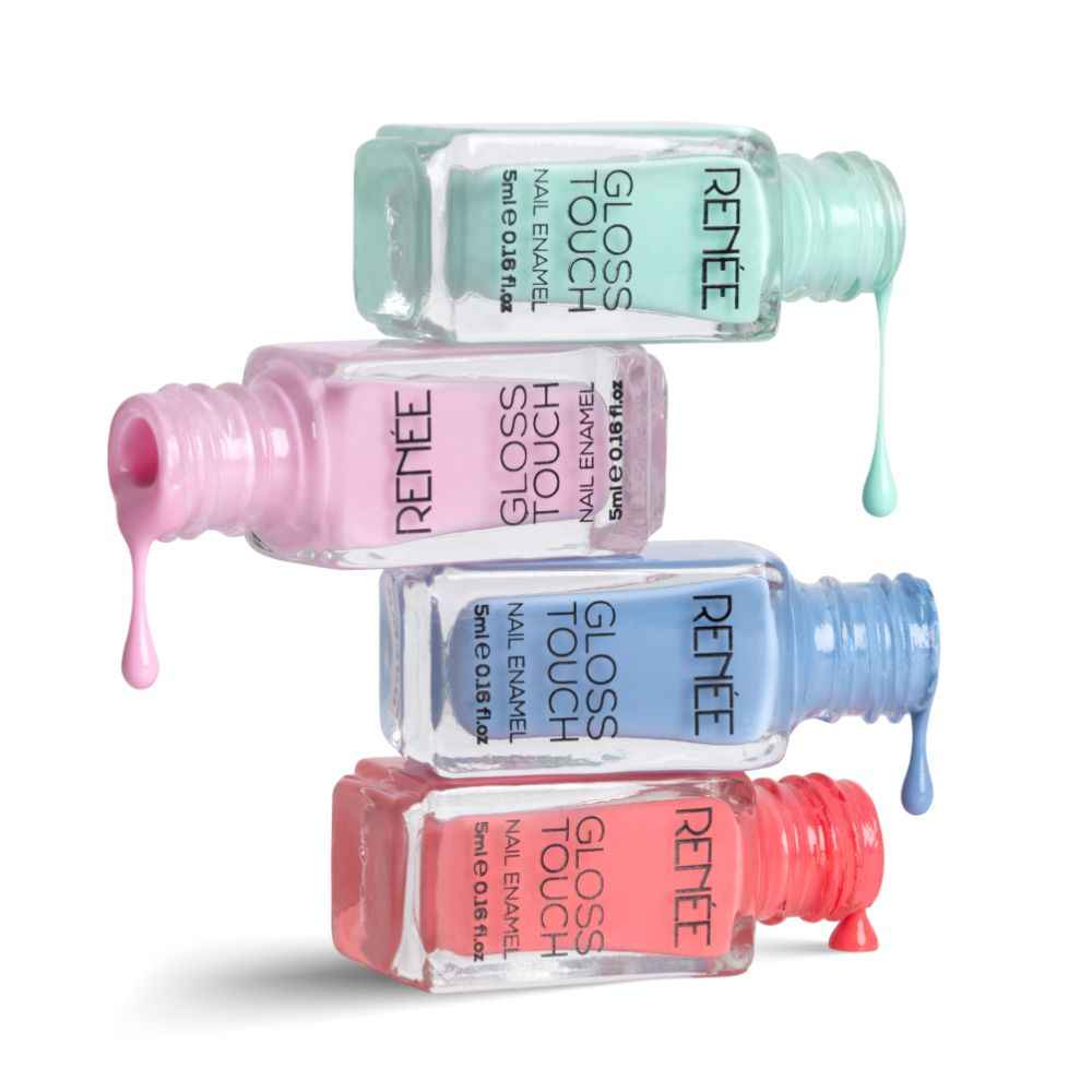 Buy RENEE Gloss Touch N04 Vacay Vibes Set of 4 Nail Enamels , Quick Drying, Glossy Finish, Long Lasting, Chip resisting Formula with High Shine Polish, Acetone & Paraben Free, 5 ml Each - Purplle