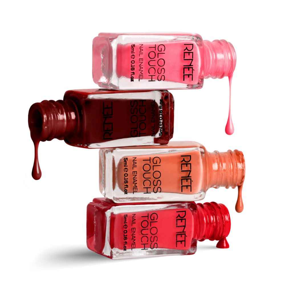 Buy RENEE Gloss Touch N03 Red Parade Set of 4 Nail Enamels , Quick Drying, Glossy Finish, Long Lasting, Chip resisting Formula with High Shine Polish, Acetone & Paraben Free, 5 ml Each - Purplle