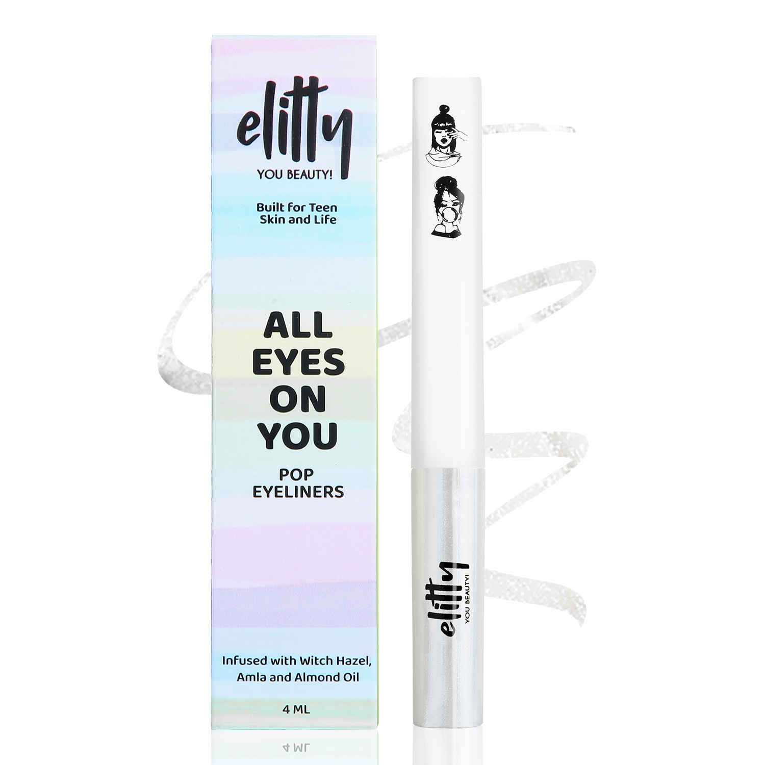 Buy Elitty Pop Liquid Eyeliner, Smudge Proof, Water Proof, Infused with Witch Hazel, Vegan & Cruelty Free - Cloud Nine (White- Metallic) - Purplle