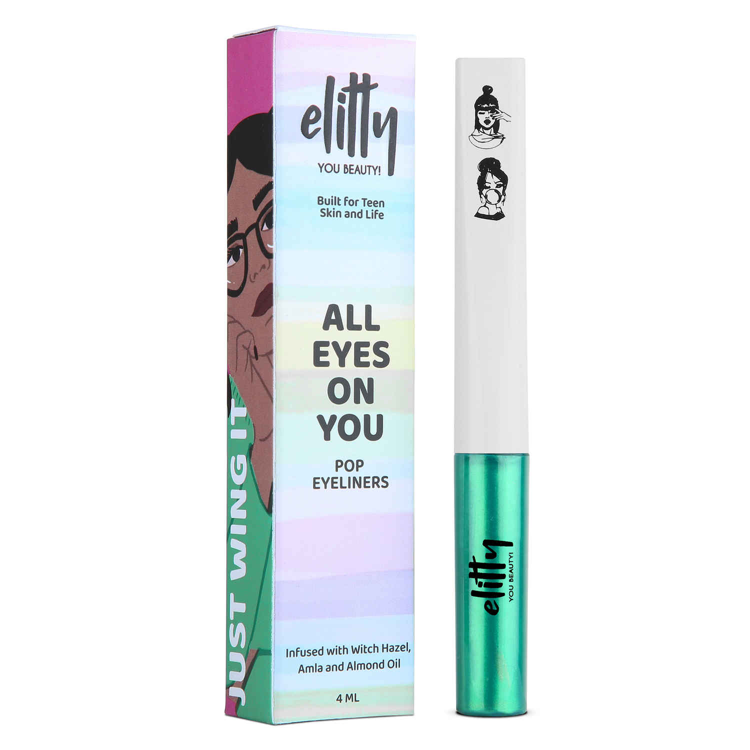 Buy Elitty Pop Liquid Eyeliner, Smudge Proof, Water Proof, Infused with Witch Hazel, Vegan & Cruelty Free -Power Move (Emerald -Metallic) 4 ml - Purplle