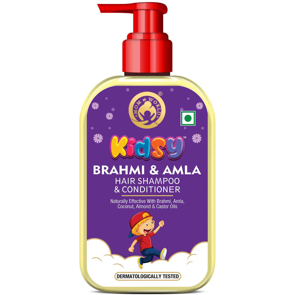 Buy Mom & World Kidsy Brahmi & Amla Hair Shampoo & Conditioner for Kids With Brahmi, Amla, Coconut, Almond & Castor Oils, Dermatologically Tested, No Sulphate, 240ml - Purplle