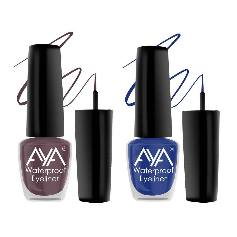 Buy AYA 24 Hrs Long Lasting & Waterproof Eyeliner, Set of 2 Metallic Blue and Matte Brown - Purplle