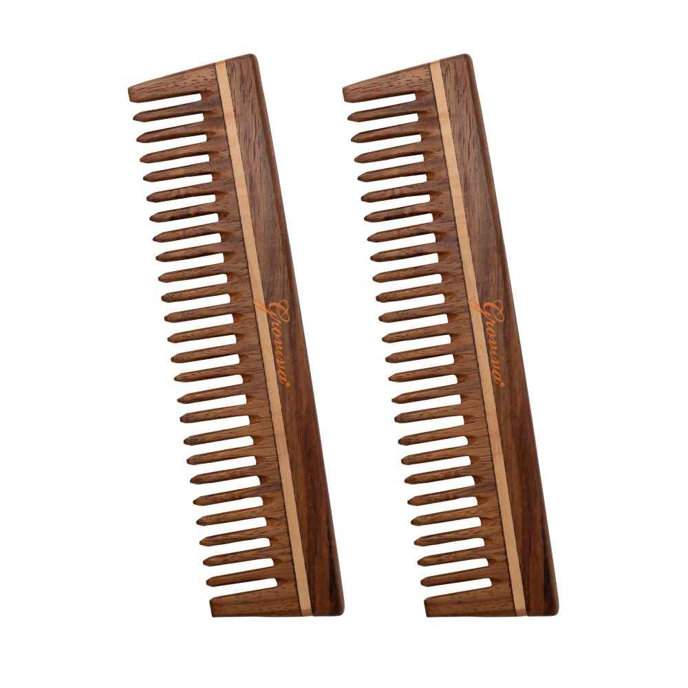 Buy Groviva Sheesham Wood Comb (Pack of 2) | Pamper Hair with Natural Organic Touch | Hand Crafted Sheesham Wood for Gentle Care of Hair & Scalp (14 FC) (Pack of 2) - Purplle