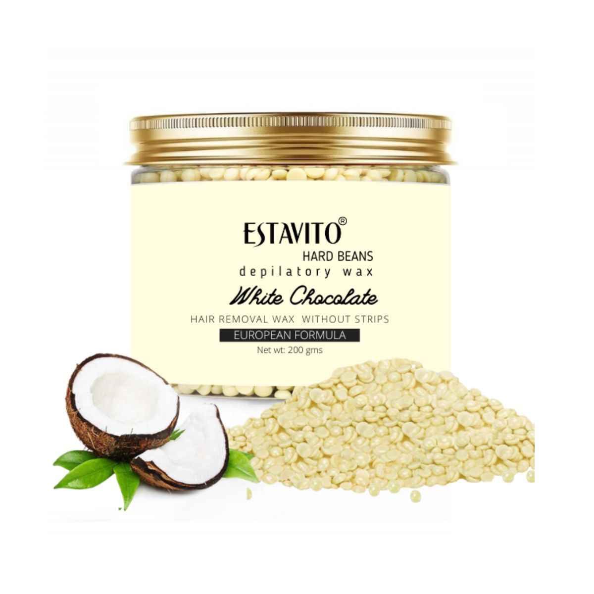 Buy Estavito White Chocolate Hard Beans Depilatory Stripless Wax 200gm | Used For Upper Lips, Arms, Legs, Full Body | - Purplle