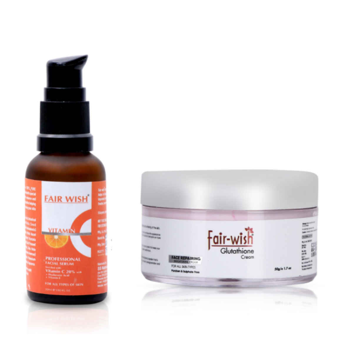 Buy FAIR WISH Pack of Vitamin C Facial Serum with Glutathione Cream for Fair & Glowing Skin,Skin Repair , Whitening ,Brightening, Lightening - Purplle