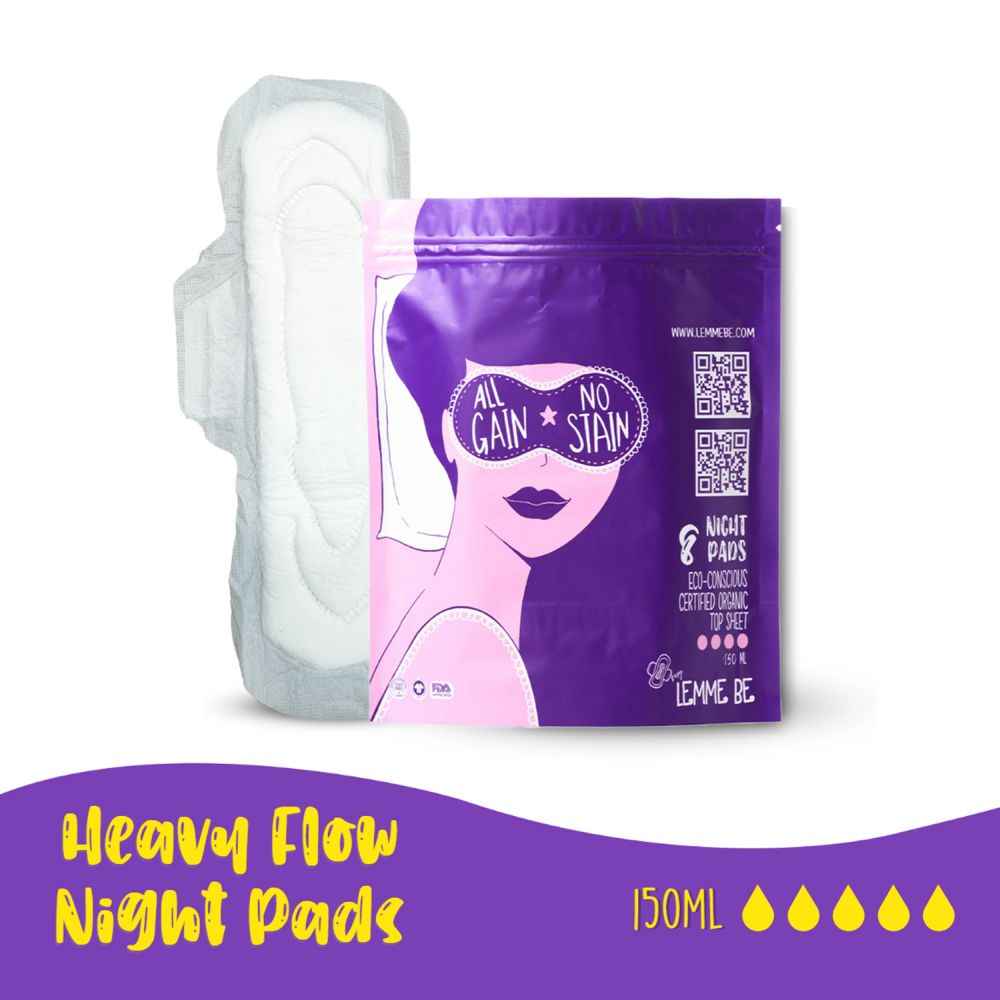 Buy Lemme Be Sanitary Pads For Women | Cotton Heavy Flow Sanitary Night Pads | Vaccum Sealed Package- Pack of 8 - Purplle