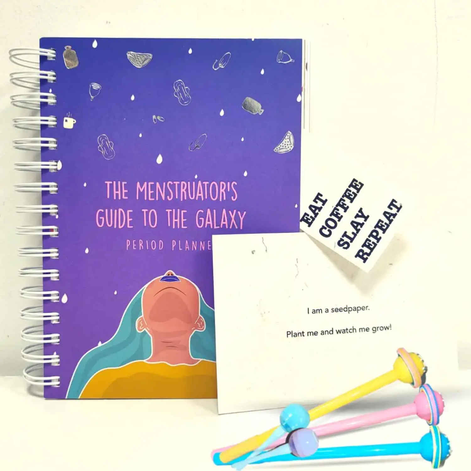Buy Lemme Be Period Planner Undated Daily Planner Notebook Habit Tracker | Sticker Book And Journal Planner Diary | Planner Organizer For Women - Purplle