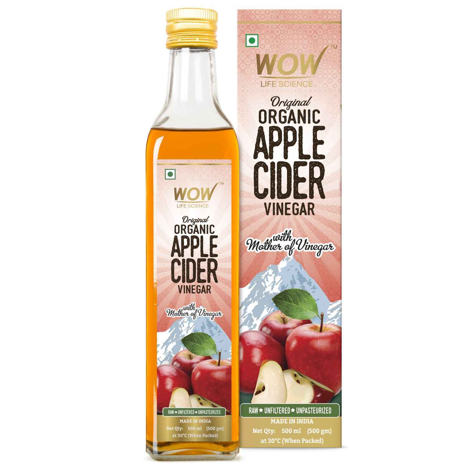 Buy WOW Life Science Organic Apple Cider Vinegar (500 ml) - Purplle