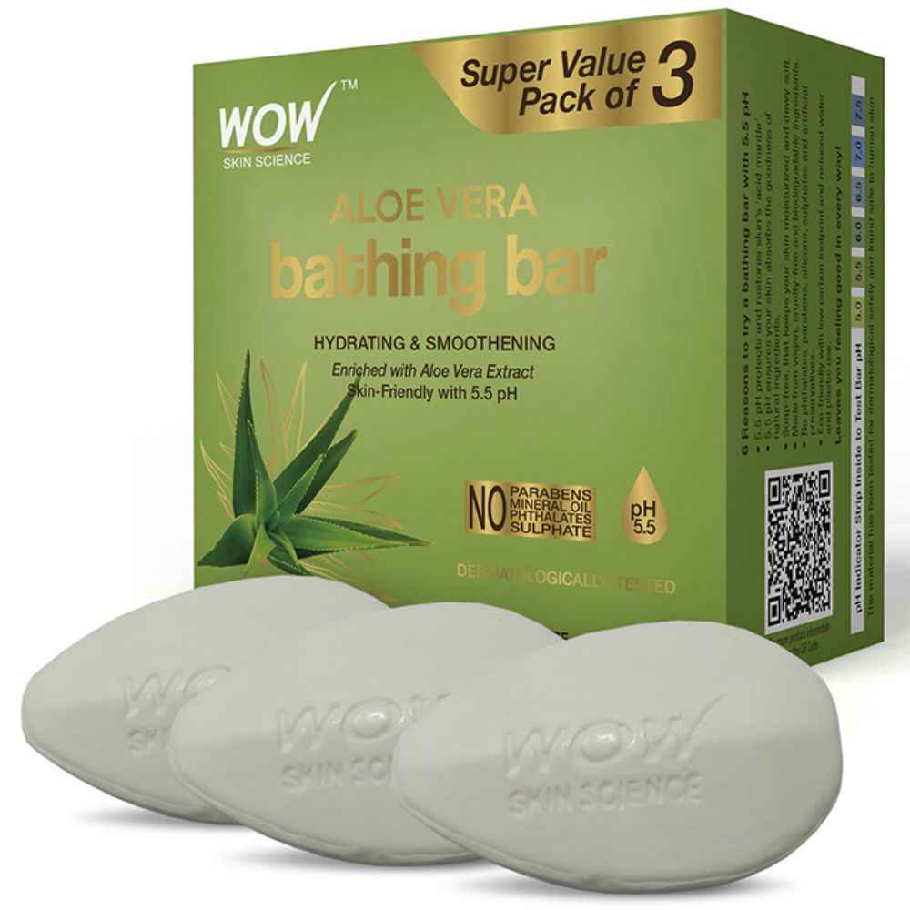Buy WOW Skin Science Aloe Vera Bathing Bar For Skin Hydration and Smoothening - Suits All Skin Types, NO Phthalates, Parabens, Silicone, Sulphates, and Artificial Preservatives - 225g - Purplle