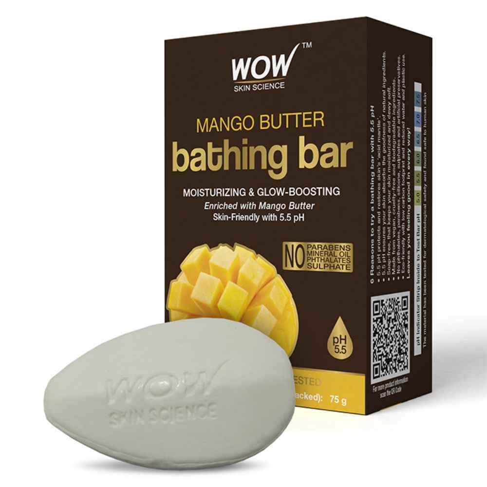 Buy WOW Skin Science Mango Butter Bathing Bar - Moisturizing & Glow-Boosting - with Mango Butter - Skin-Friendly with 5.5 pH - No Parabens, Mineral Oil, Phthalates, Sulphate - 75g - Purplle