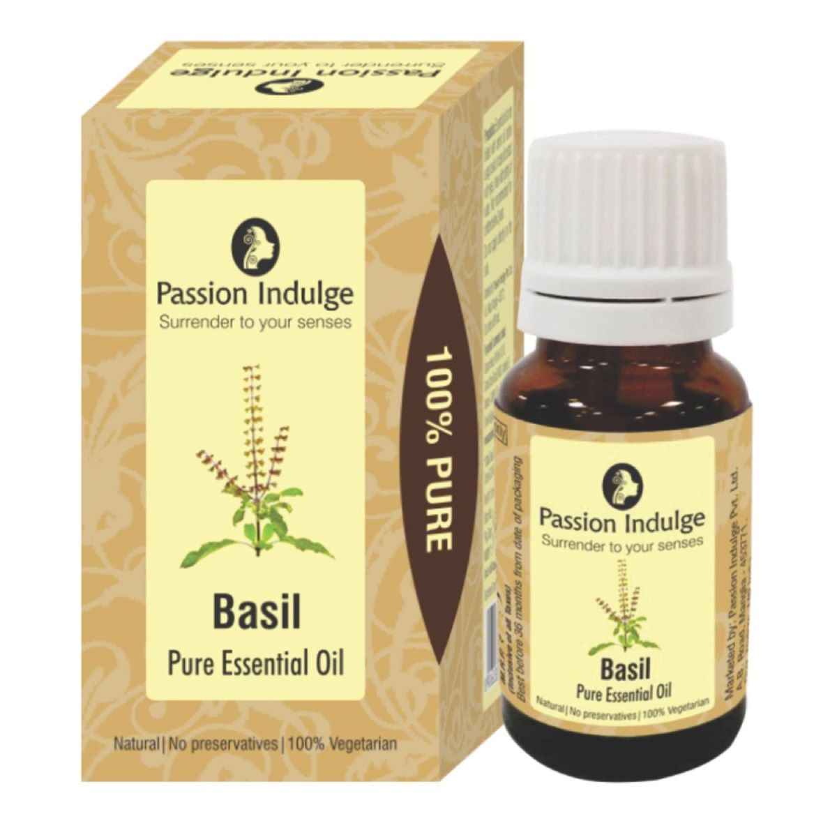 Buy Passion Indulge BASIL Essential oil For improves skin tone and lustre, anti bacterial 10 ml - Purplle