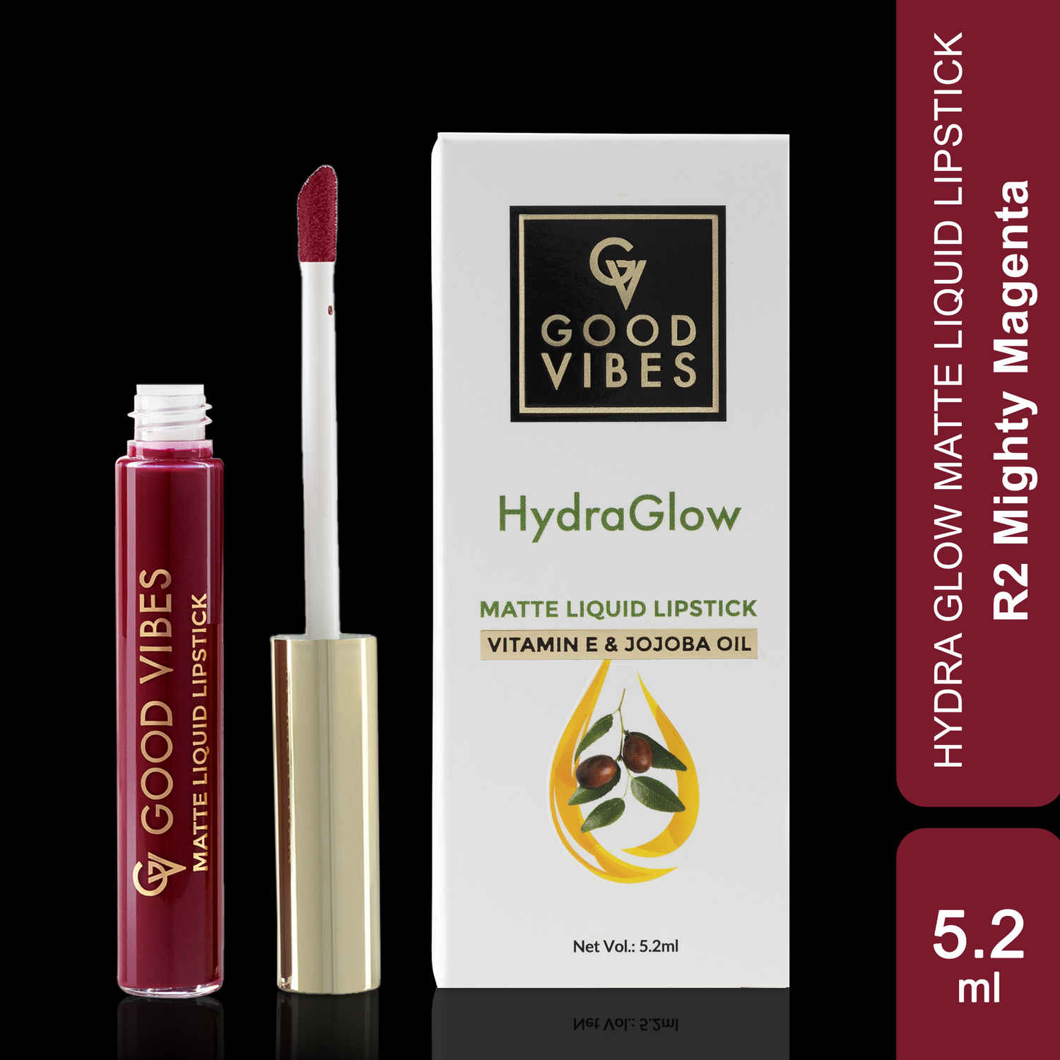 Buy Good Vibes HydraGlow Matte Liquid Lipstick | Jojoba & Vitamin E| Mighty Magenta (R2) - (5.2 ml) - Purplle