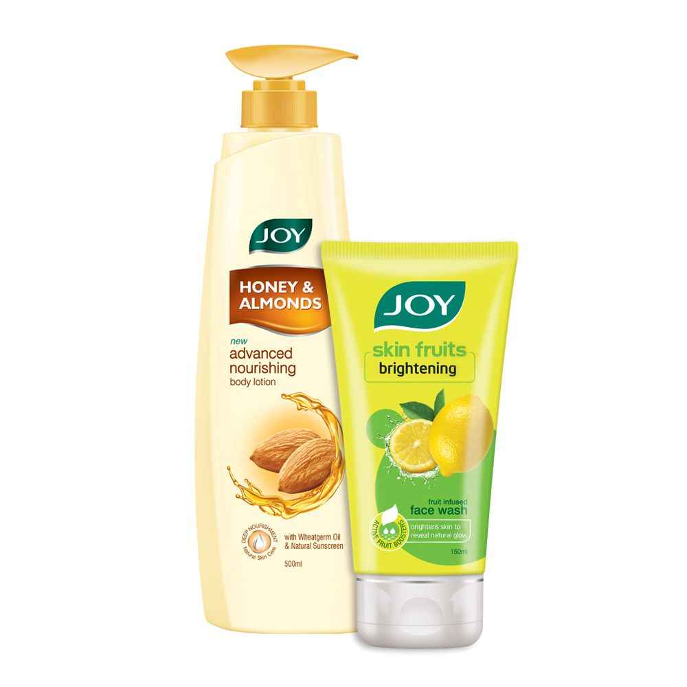 Buy Joy Honey & Almonds Advanced Nourishing Body Lotion 500ml |Joy Skin Fruits Lemon Brightening Face Wash 150ml ( Combo Pack ) - Purplle