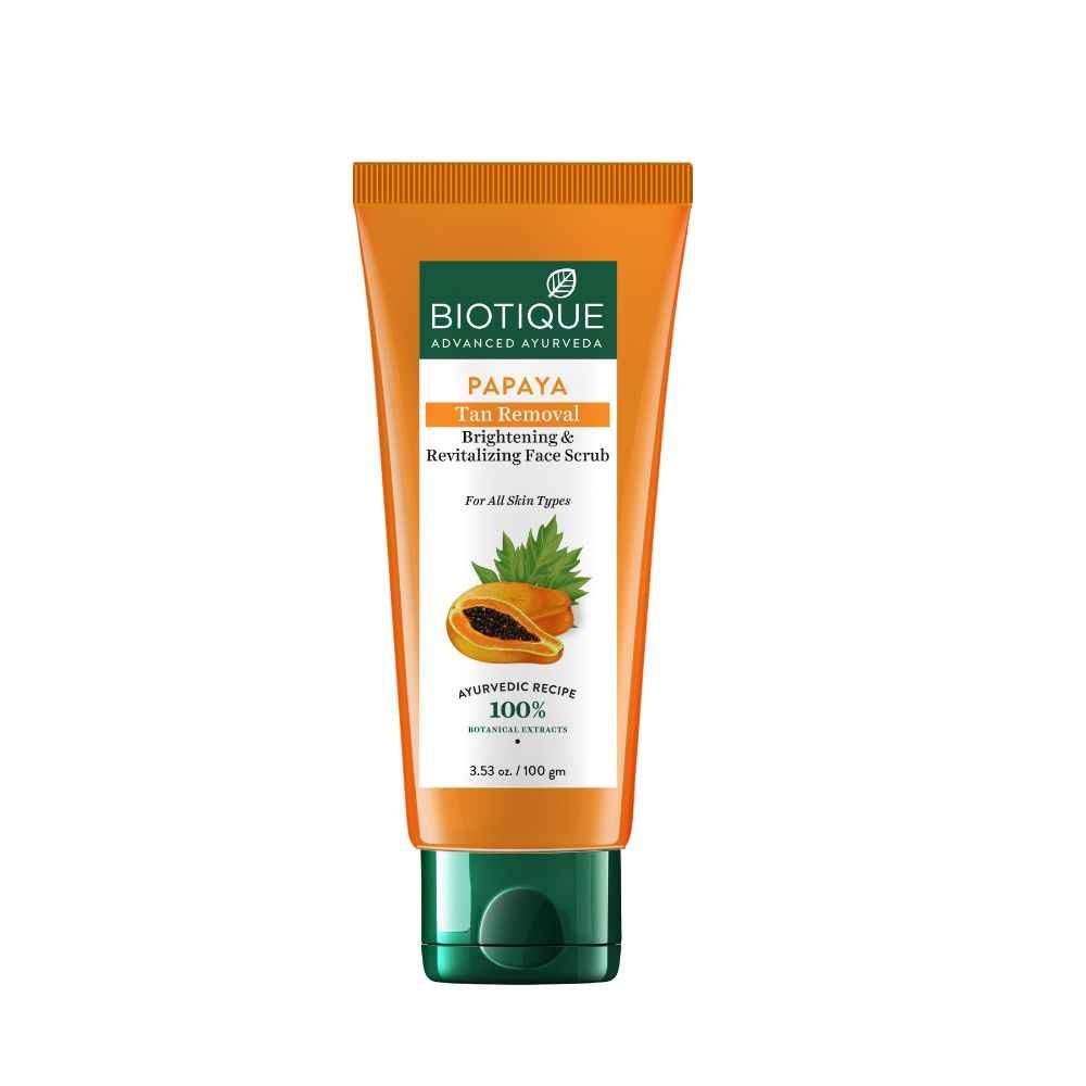 Buy Biotique Papaya Tan Removal Brightening & Revitalizing Face Scrub (100 gm) - Purplle