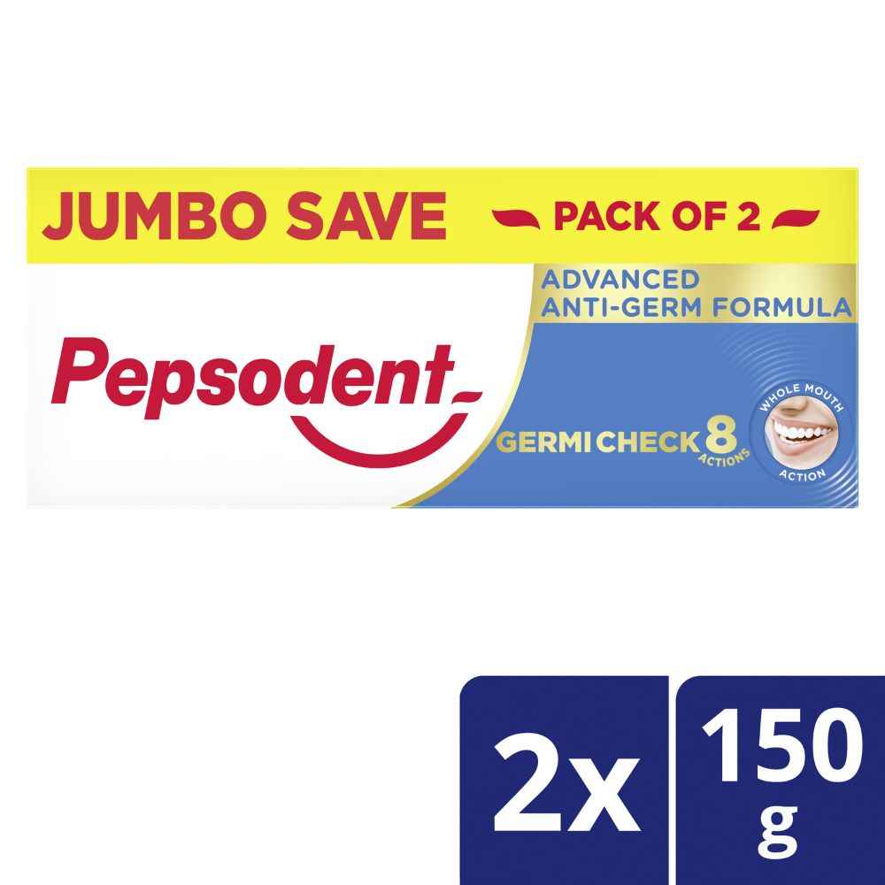 Buy Pepsodent Germicheck 8 Actions, Toothpaste With Anti-Germ Formula, Clove & Neem Oil, 150 g (Pack of 2) - Purplle