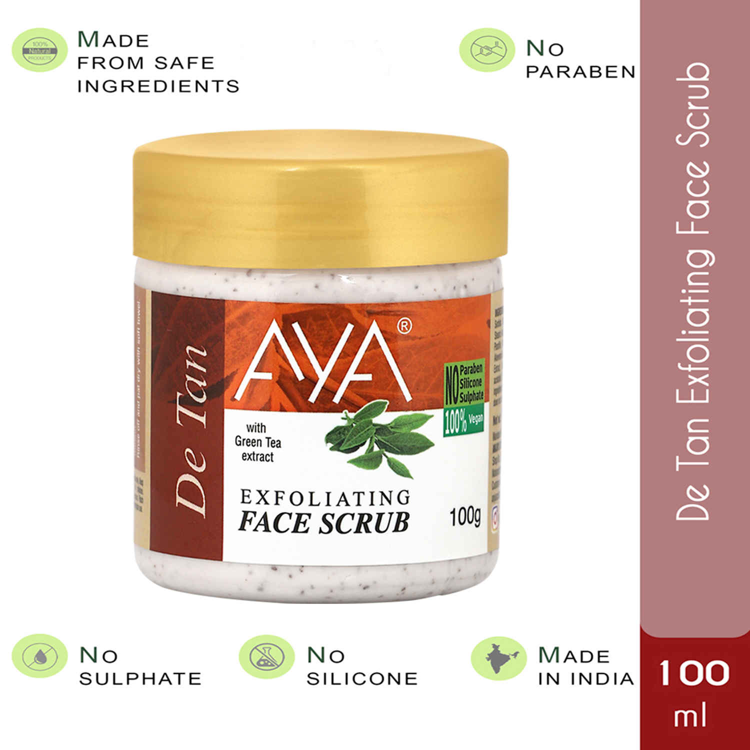 Buy AYA Detan Exfoliating Face Scrub, 100 ml | No Paraben, No Silicone, No Sulphate | - Purplle