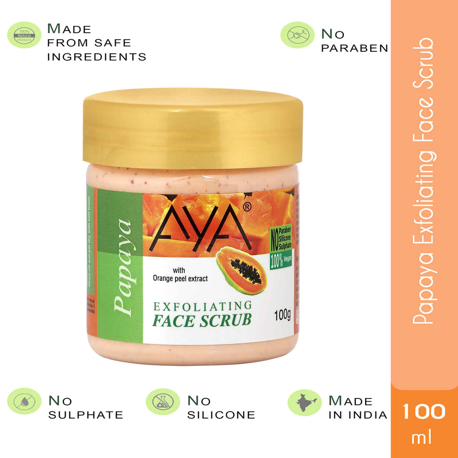 Buy AYA Papaya Exfoliating Face Scrub, 100 ml | No Paraben, No Silicone, No Sulphate | - Purplle