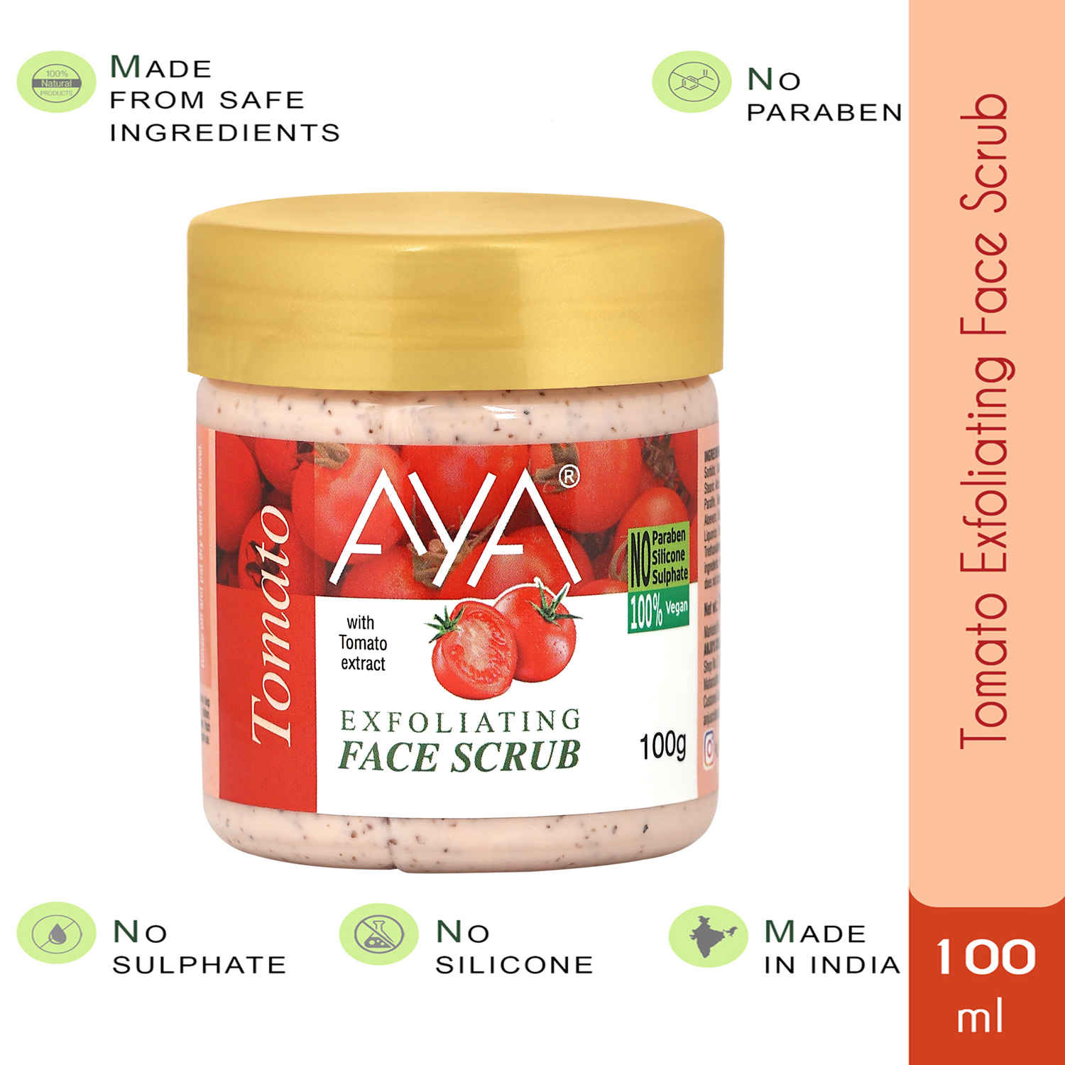 Buy AYA Tomato Exfoliating Face Scrub, 100 ml | No Paraben, No Silicone, No Sulphate | - Purplle