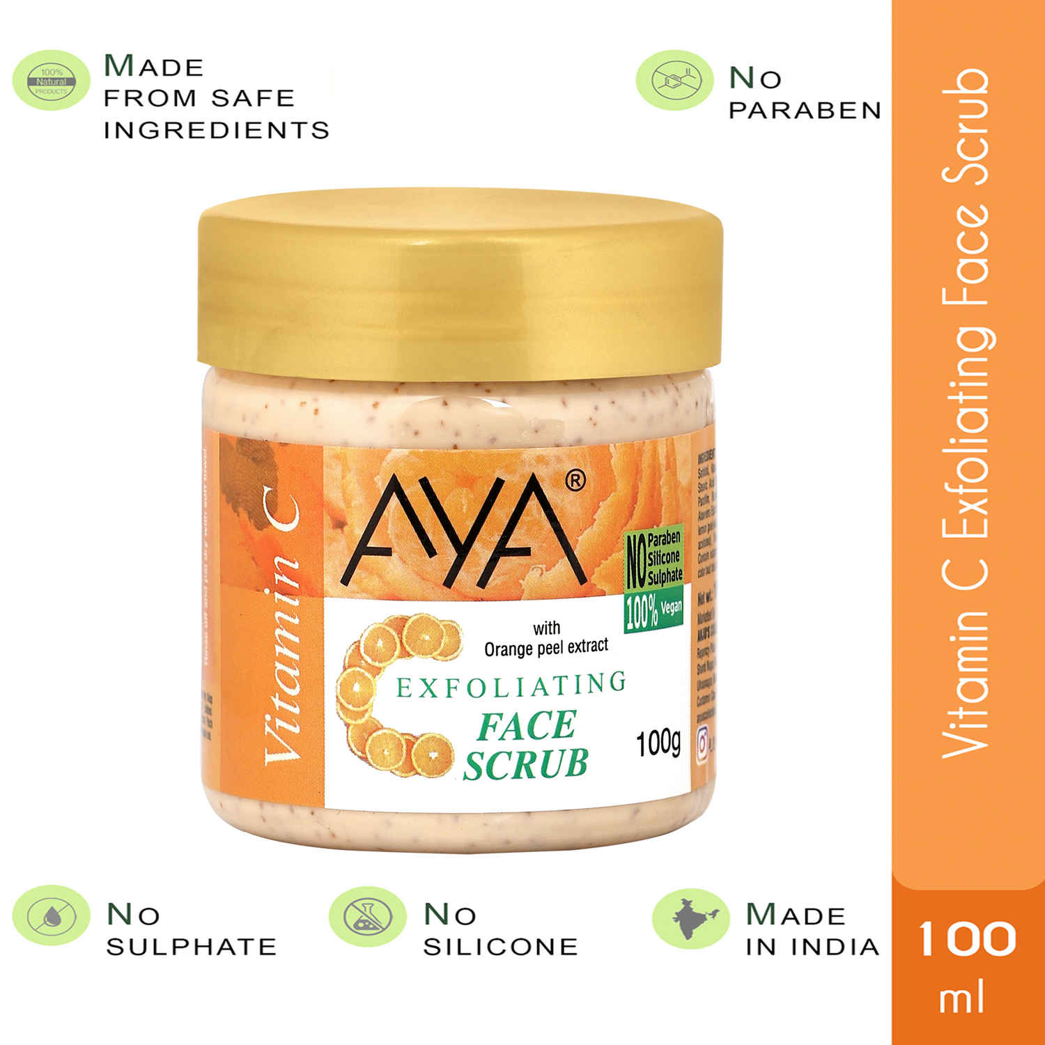 Buy AYA Vitamin C Exfoliating Face Scrub, 100 ml | No Paraben, No Silicone, No Sulphate | - Purplle