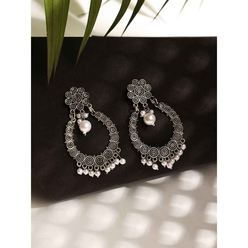 Buy Jazz And Sizzle Silver-toned Chandbali Earrings - Purplle