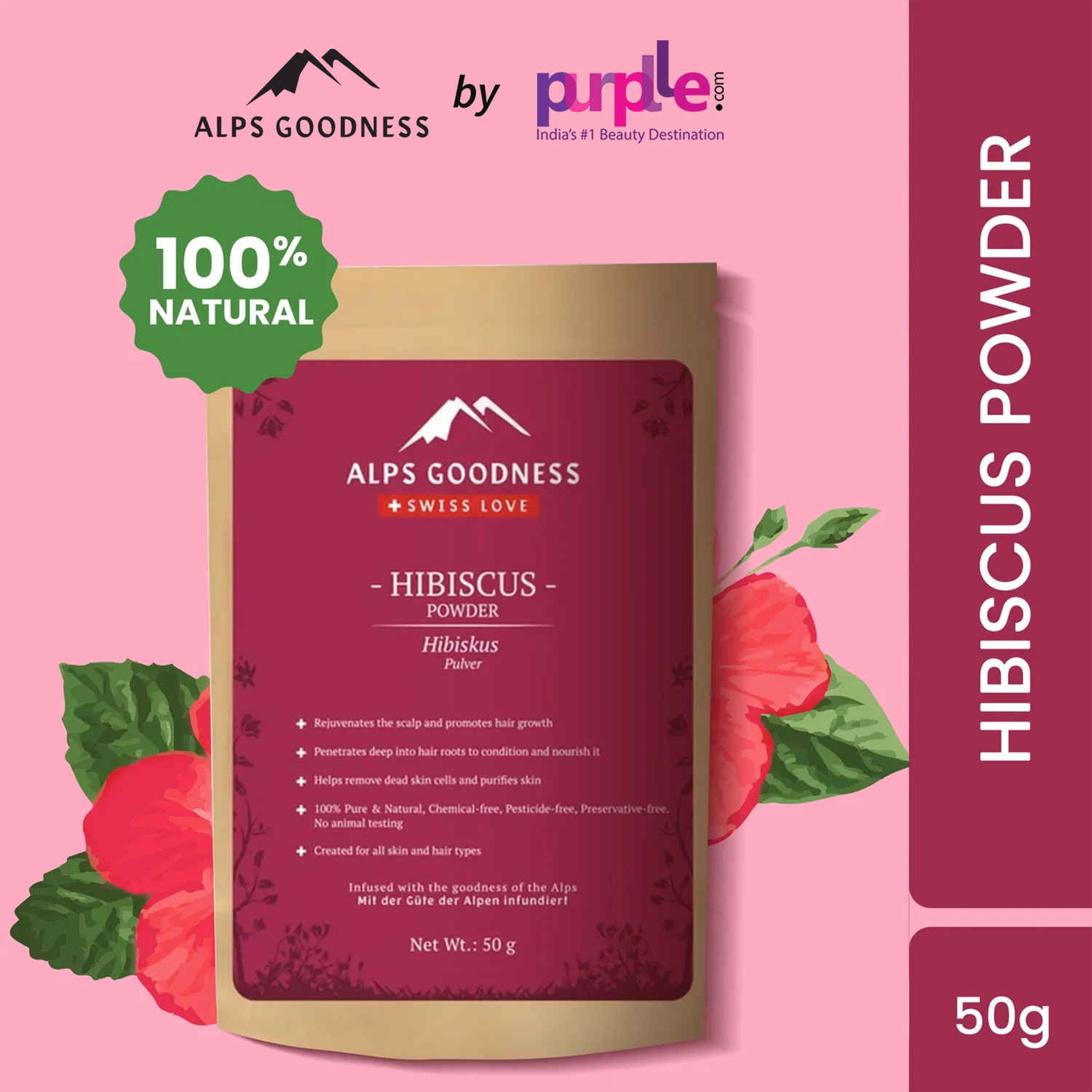 Buy Alps Goodness Powder - Hibiscus (50 g) | Gurhal Powder| Japapushpa Powder| 100% Natural Powder | No Chemicals, No Preservatives, No Pesticides | Hair Mask| Face Mask | RHair Mask for hair growth | Face Mask for dull skin - Purplle