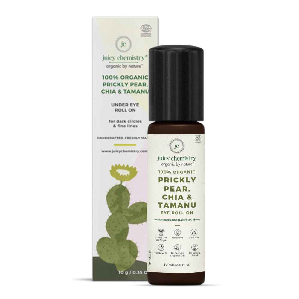 Buy Juicy Chemistry Prickly Pear, Chia & Tamanu Under Eye Oil for Dark Circles & Wrinkles 7 ml- 100% Certified Organic Eye Roll-on - Purplle