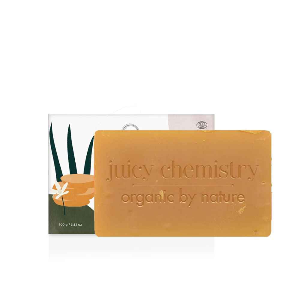 Buy Juicy Chemistry Carrot, Rosehip & Neroli Soap for Pigmentation & Scarring, 100 gms - Certified Organic Cold Processed Soap for Face & Body, Vegan & Cruelty free - Purplle