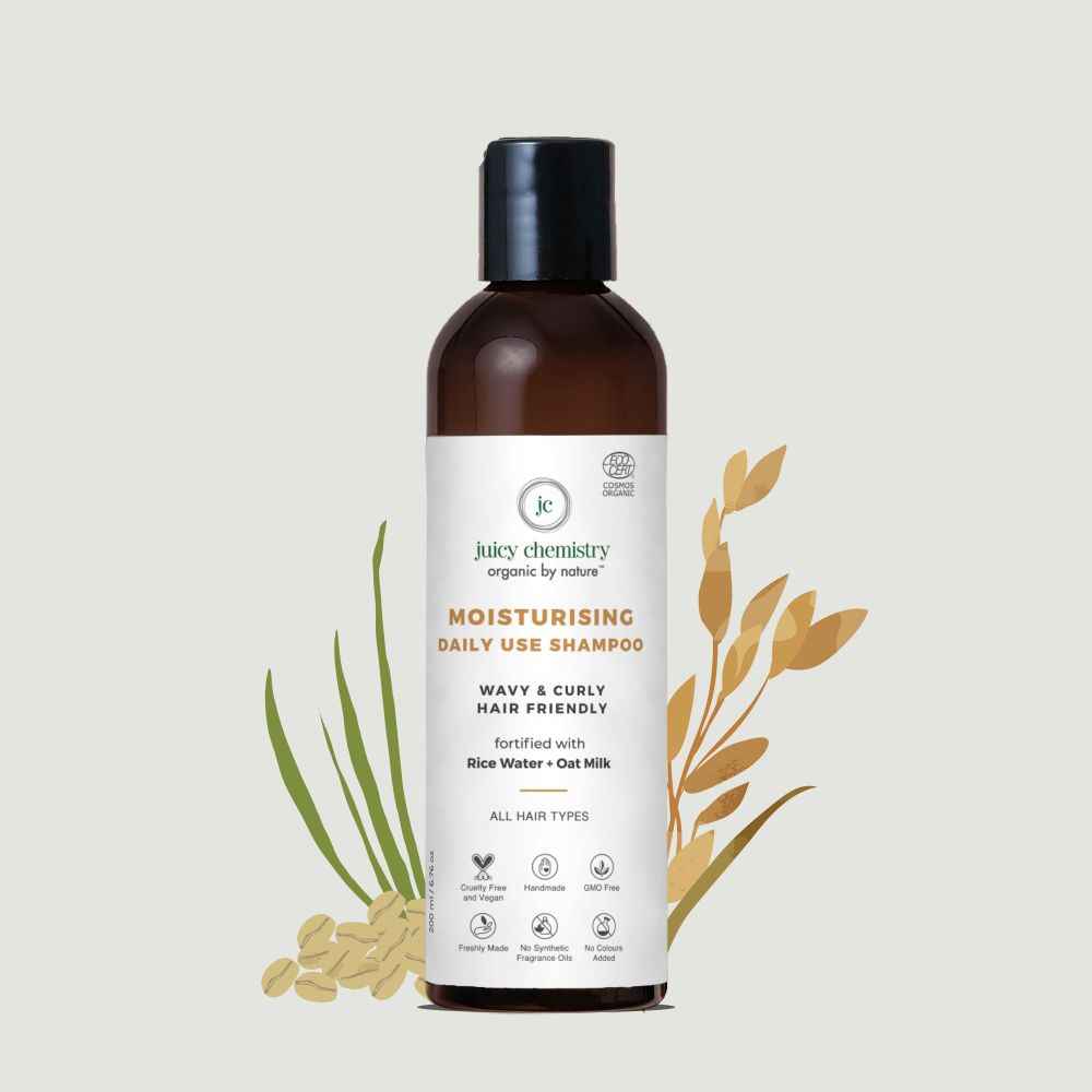 Buy Juicy Chemistry Moisturising Daily Use Shampoo for Nourished & Frizz Free Hair - Made with Rice Water & Oat Milk - Certified Organic (200 ml) - Purplle