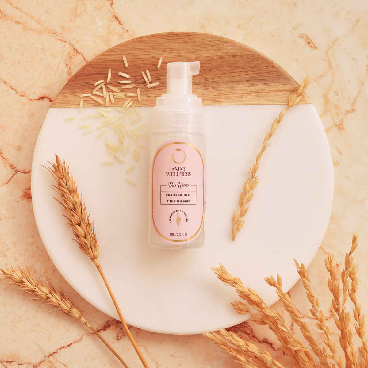 Buy Amio Wellness Rice Water Foaming Face Wash - 60ml | Helps to reduce acne and control oil production | Pure and Natural and SLS and Paraben Free - Purplle