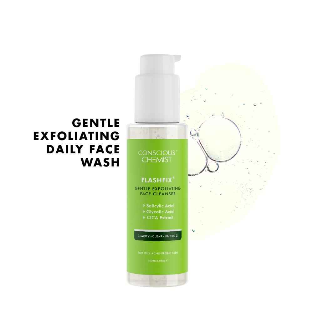 Buy Conscious Chemist Flashfix Salicylic Acid Face Wash | 100 ml | Face Wash for Oily & Acne Prone Skin for Women & Men, Glycolic Acid & CICA Extract, For Glowing & Radiant Skin, Vegan & Cruelty Free - Purplle