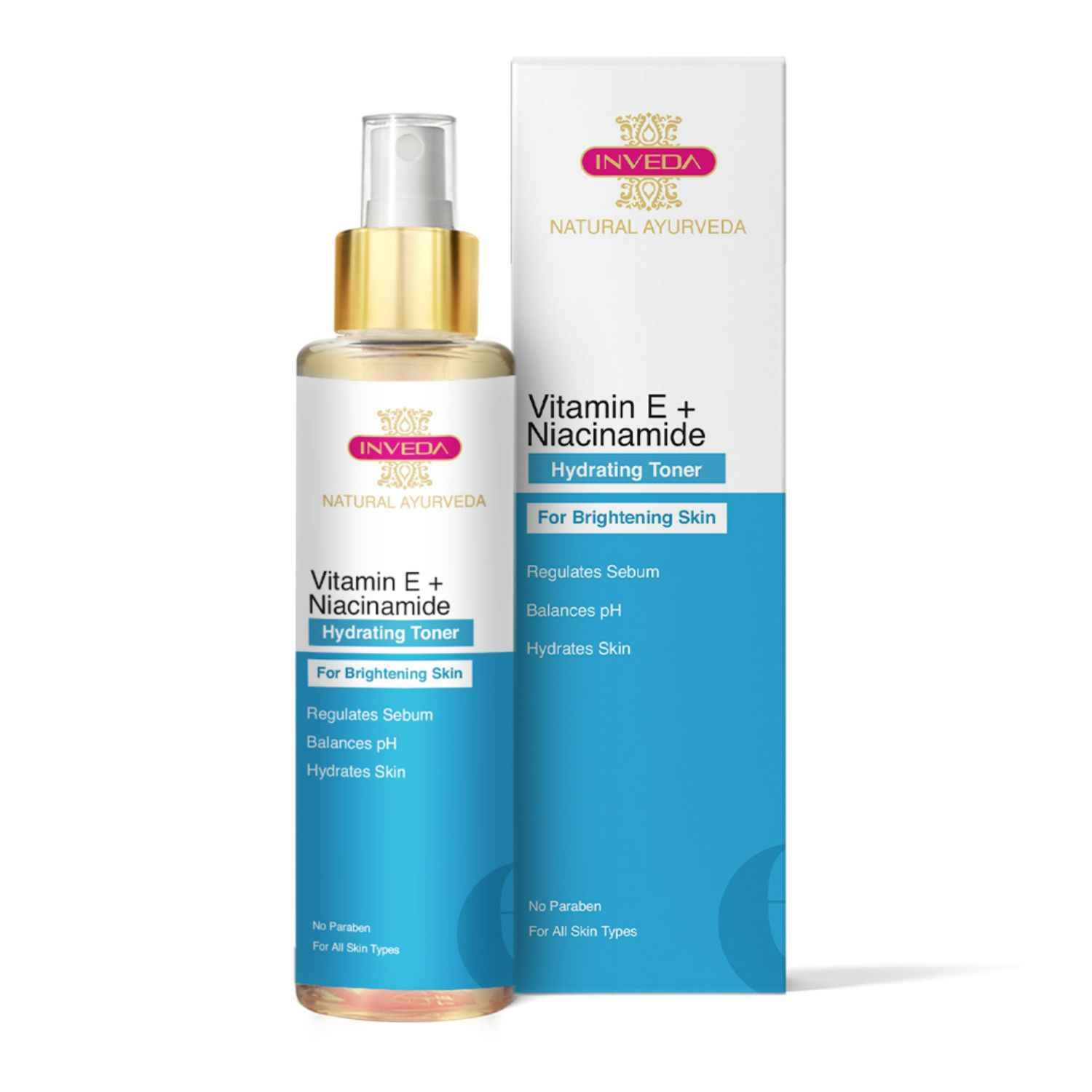 Buy Inveda Vitamin E + Niacinamide Hydrating Toner for Brightening Skin Made with Goodness of Jasmine, Almond Oil and Coconut Extract, Giving Balanced pH and Glowing Skin, 100ml - Purplle
