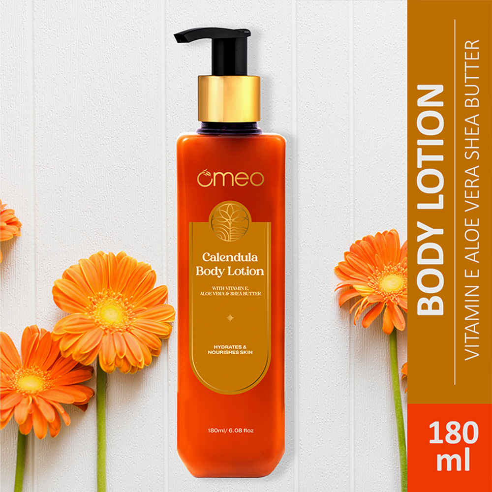 Buy Omeo Calendula Body Lotion for Dry Skin with Goodness of Calendula, Shea Butter, Aloe Vera and Vitamin E | Non-Sticky, Moisturizer Cream, Glow, for Women & Men- 180 ml - Purplle