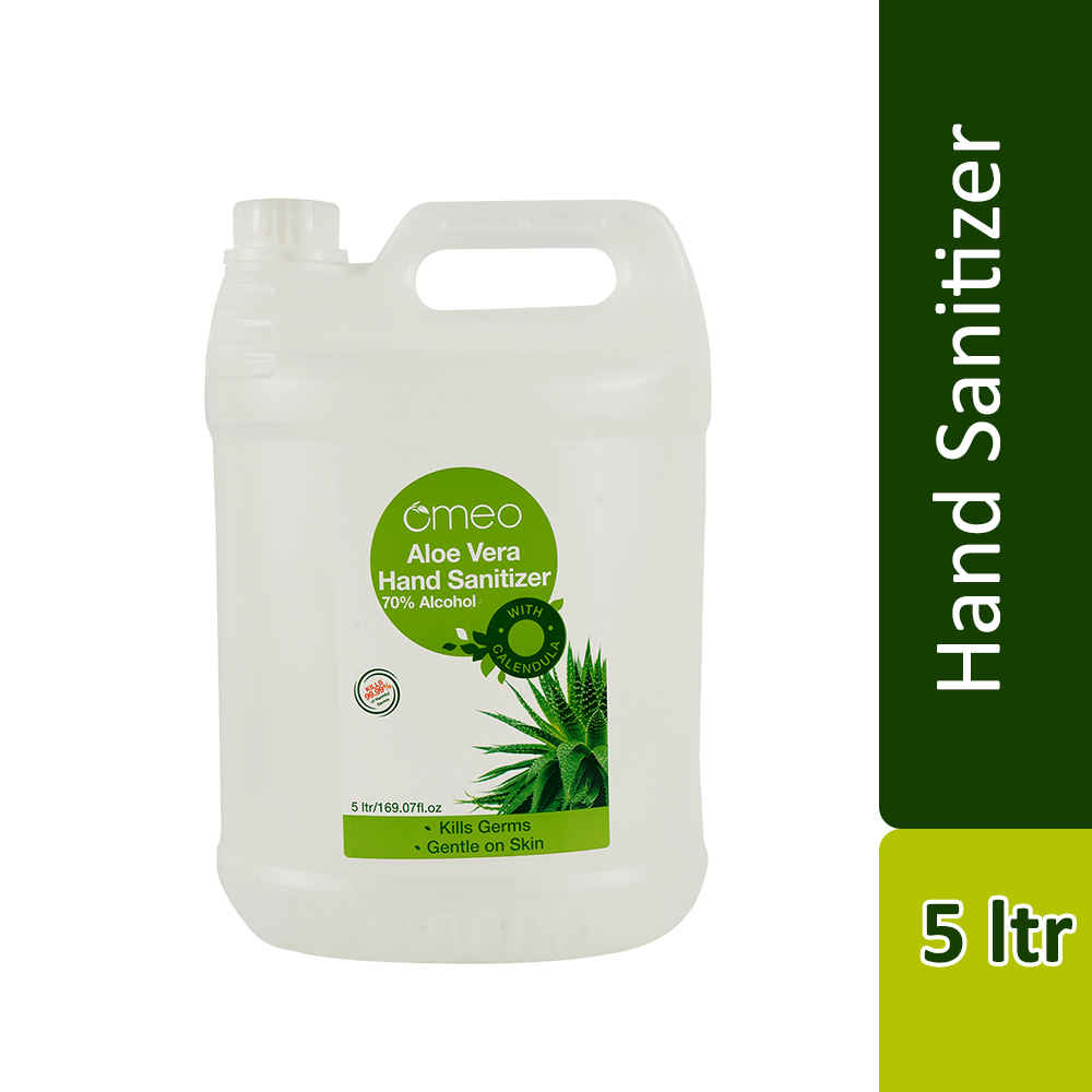 Buy Omeo Aloe Vera Alcohol Based Atibacterial Sanitizer Can - 5 Litre - Purplle