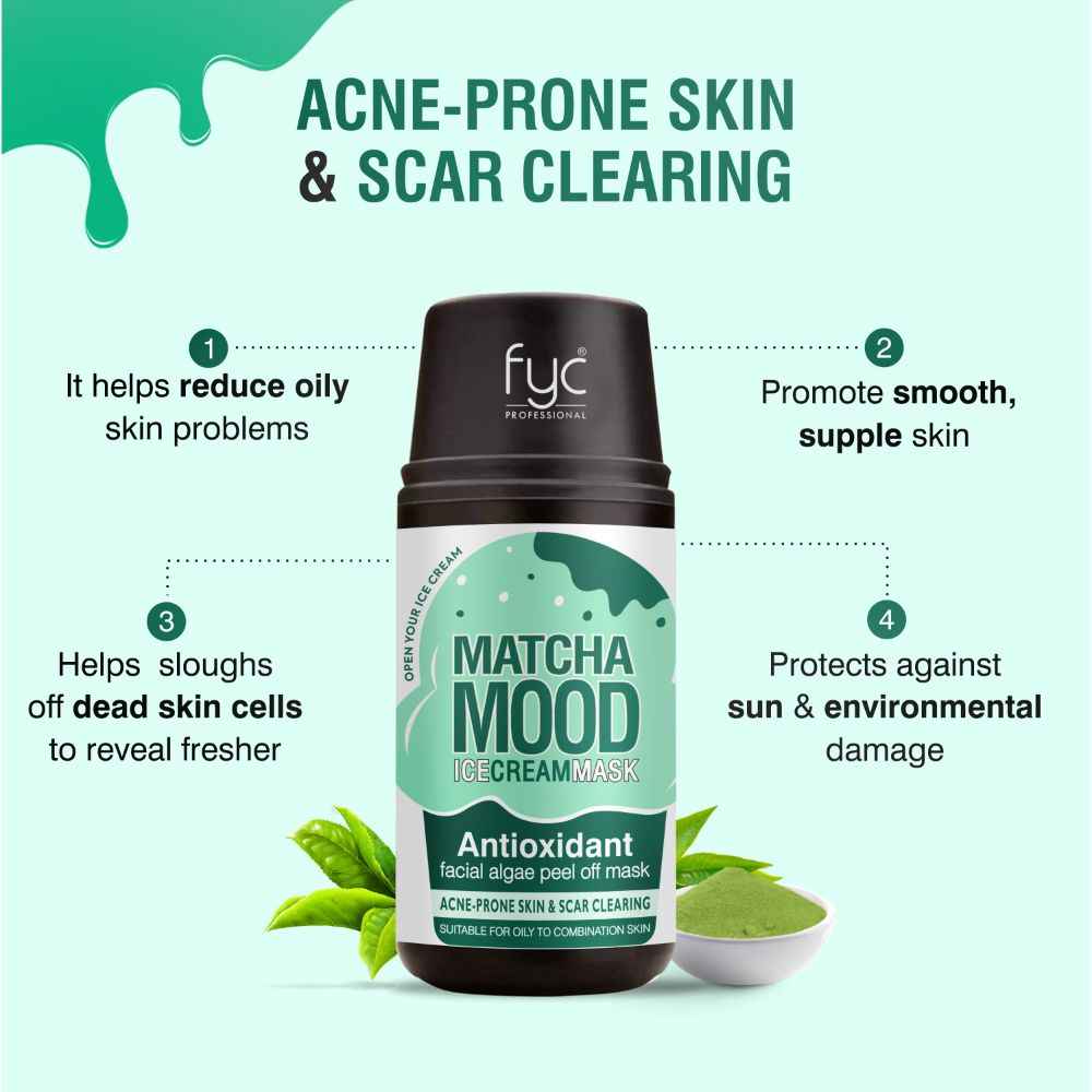 Buy FYC Professional Matcha Mood Ice Cream Mask Acne Prone Skin & Scar Clearing Facial Kit (75 gm + 85 ml) - 160 gm - Purplle