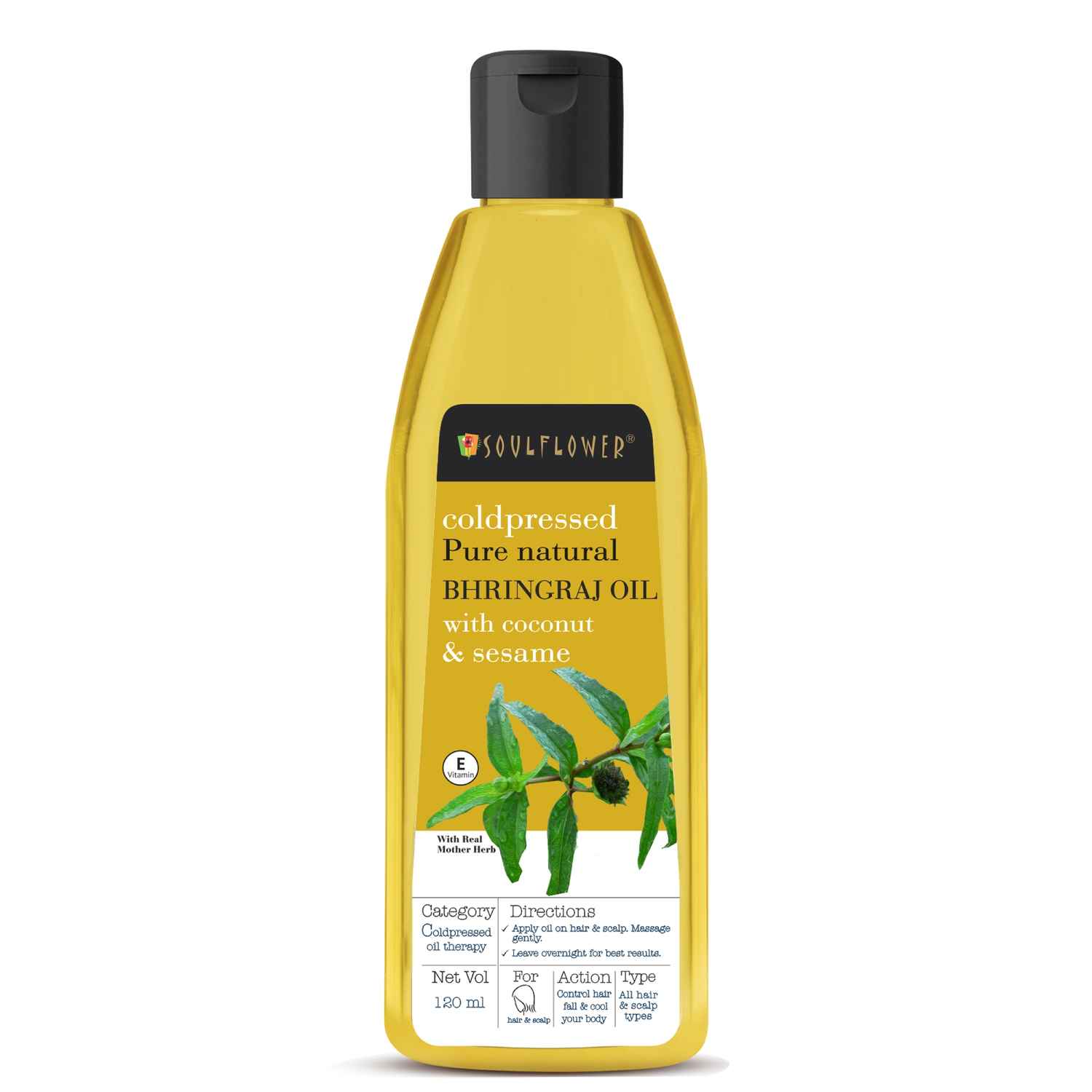 Buy Soulflower Natural Bhringraj Oil with Coconut And Sesame, 120 ml - Purplle