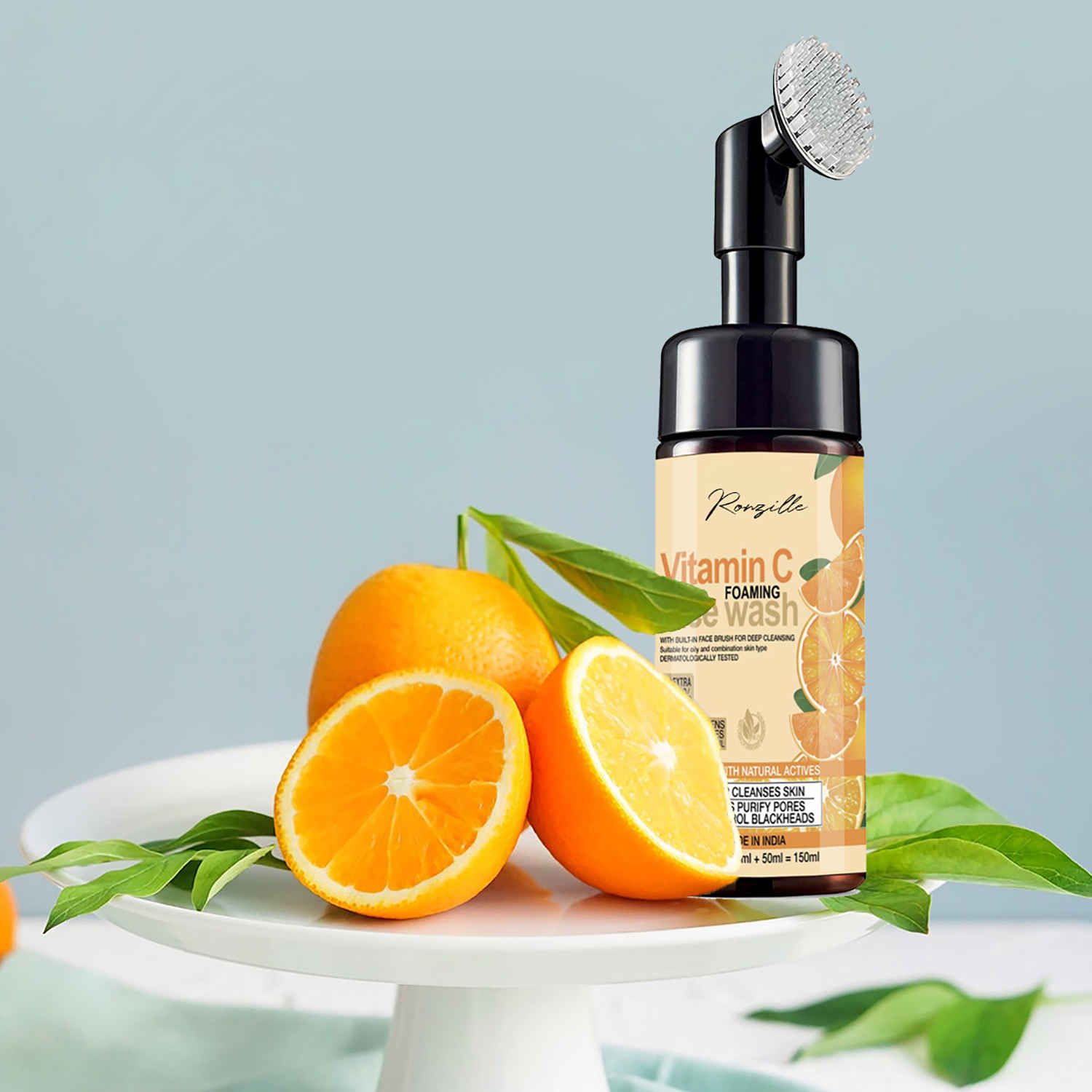 Buy Ronzille Skin Brightening Vitamin C Foaming Face wash with Built-In Face Brush 150 ml - Purplle
