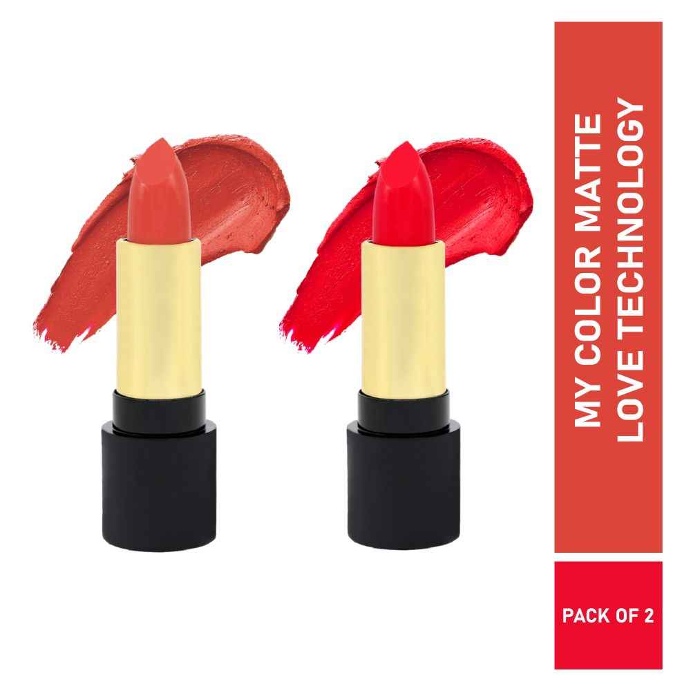 Buy Half N Half Velvet Matte Texture Lipstick My Colour, Catty-Peach & Russian-Red, PO2 (7.6 gm) - Purplle