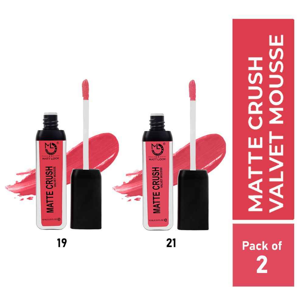 Buy Matt look Matte Crush Velvet Mousse Lipstick, Rouge Pink & Deep Raspberry, PO2 (20ml) - Purplle