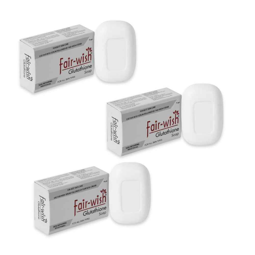 Buy Fair Wish Glutathione Skin Whitening Soap with Aloe Vera , Almond Oil ,Cocoa butter , Olive Oil & for Skin Lightening & Brightening - Dermatologically Tested - Paraben & Cruelty Free - For All Skin Types - pack of 3  - Purplle