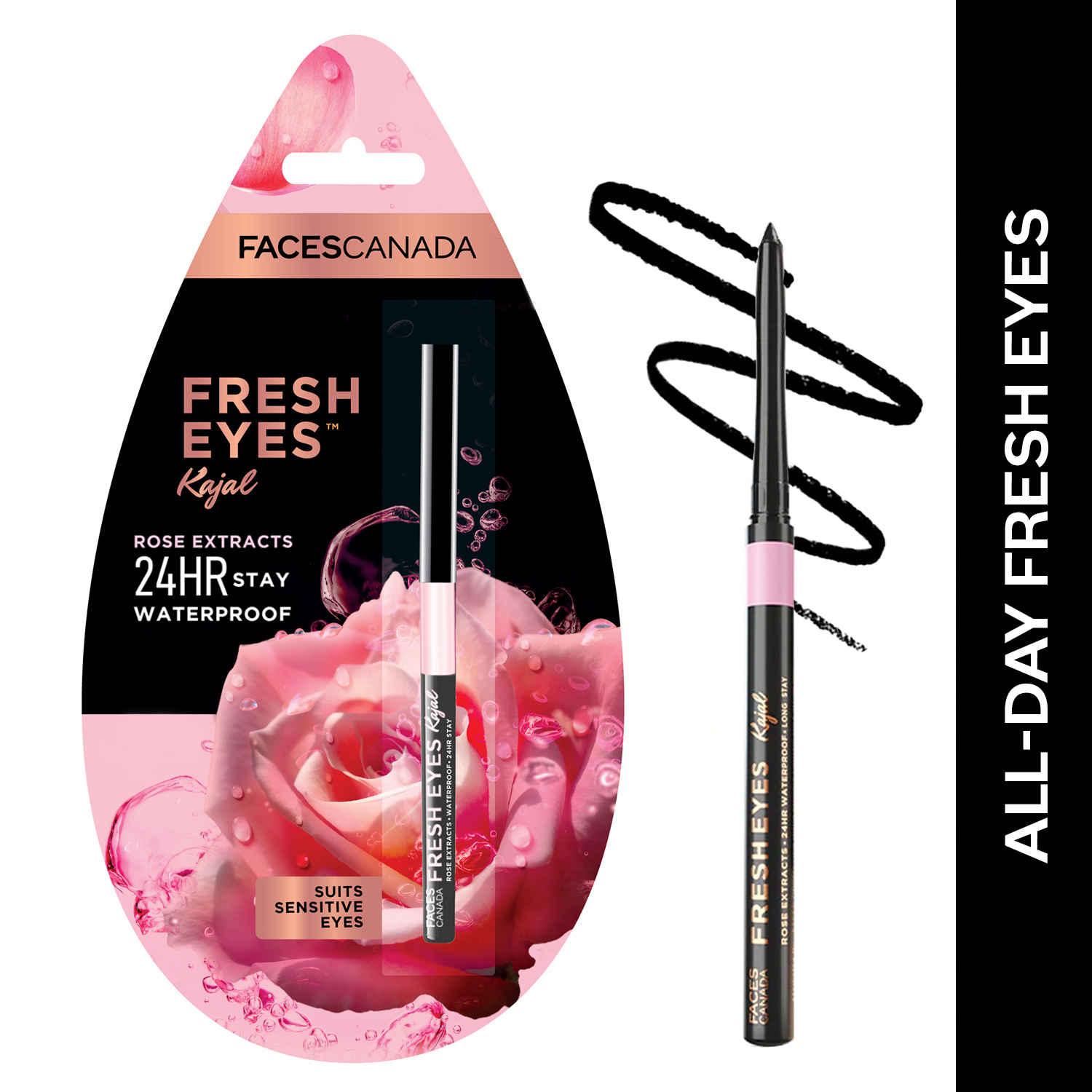 Buy FACESCANADA Fresh Eyes Kajal | 24Hr Stay | Waterproof | Comfortable & Lightweight | Enriched With Rose Extract 0.35g - Purplle