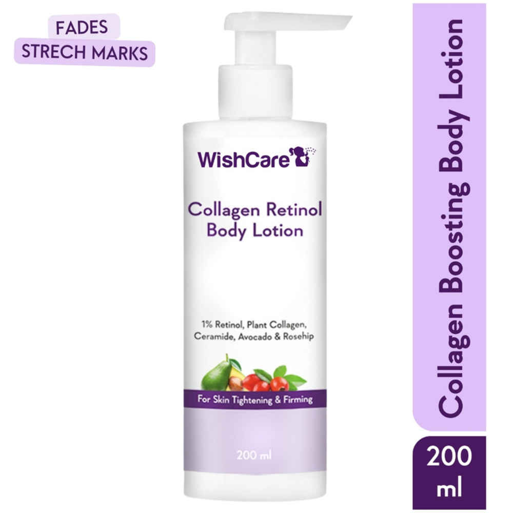 Buy WishCare Collagen Retinol Body Lotion - 1% Retinol, Plant Collagen, Ceramide, Avocado & Rosehip - 200 ml - Purplle