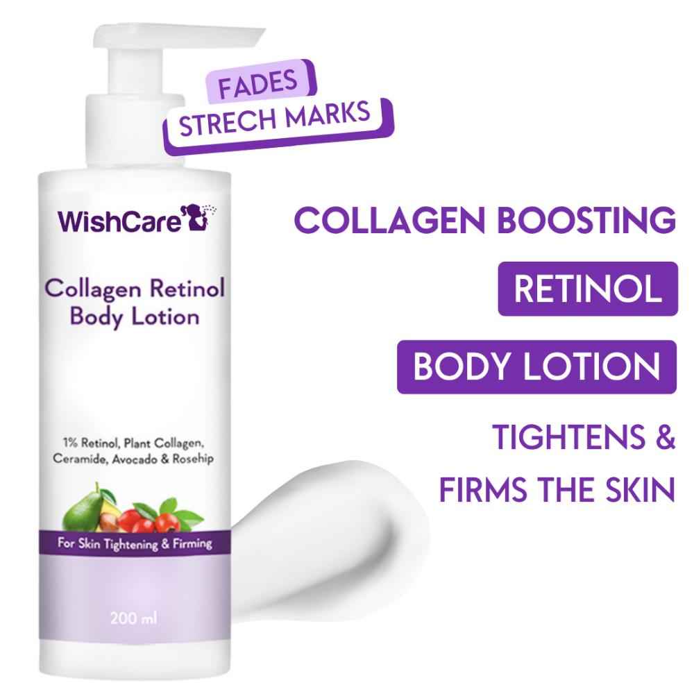 Buy WishCare Collagen Retinol Body Lotion - 1% Retinol, Plant Collagen, Ceramide, Avocado & Rosehip - 200 ml - Purplle